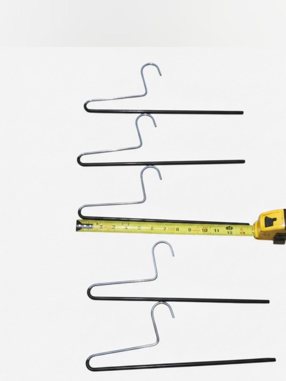 Set of 5 Open-End Slim Non-Slip Pants Hangers Set in Black and Silver